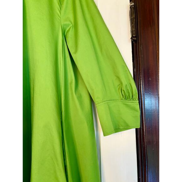 COS Cotton Poplin Green Oversized Mini Shift Dress W/ Bow Collar Size 10 - Picture 4 of 6